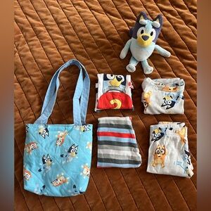 3T Bluey Bundle - Pj Sets, stuffy and tote bag